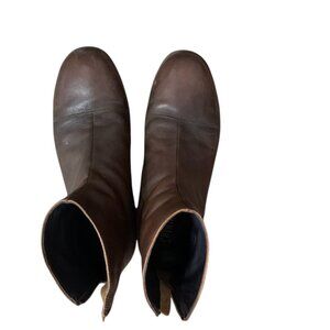 Brown leather ankle boots